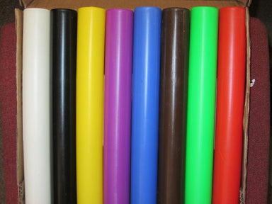 Set of 8 coloured plastic relay batons