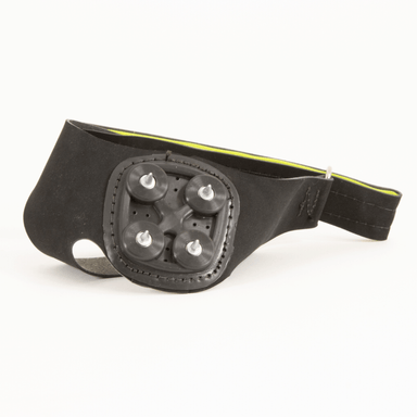 Set of spikes on a heel strap which fits over spikes to transform into high jump or javelin spikes