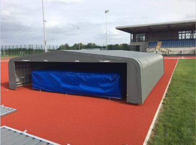 Rollover cover Pole Vault with doors open