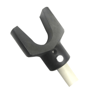 Pair of telescopic metal arms with a shaped tool on the end for lifting pole vault cross-bars into place